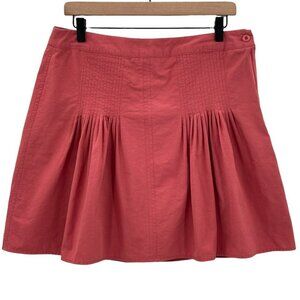 Anthropologie x Sitwell Pleated Mini Skirt Salmon Pink Nylon Cotton Made USA 10
